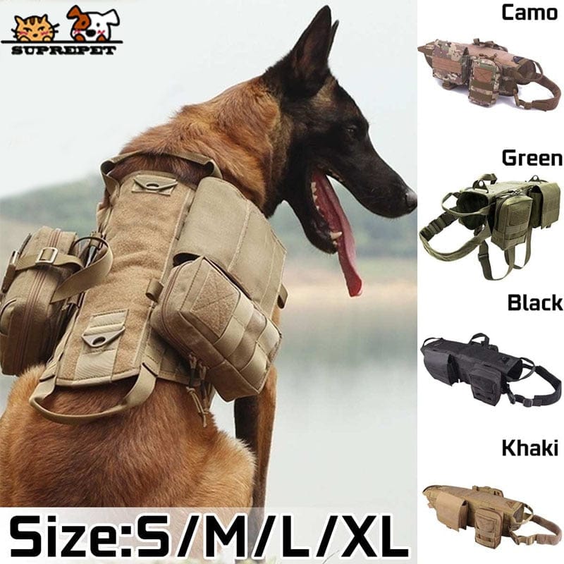 S M L XL Dog Harness Vest with Molle packs Dog Stuff
