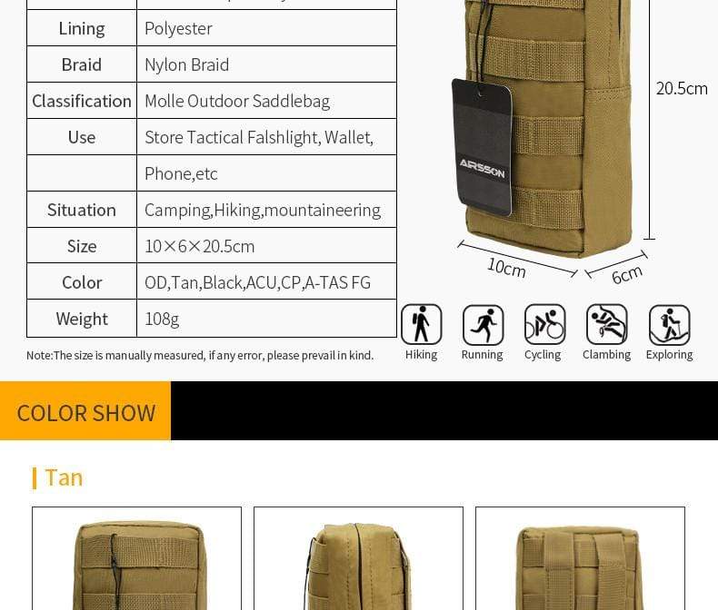 Tactical Utility Bags Vest/Waist (Molle) Helmet & Pack Accessories