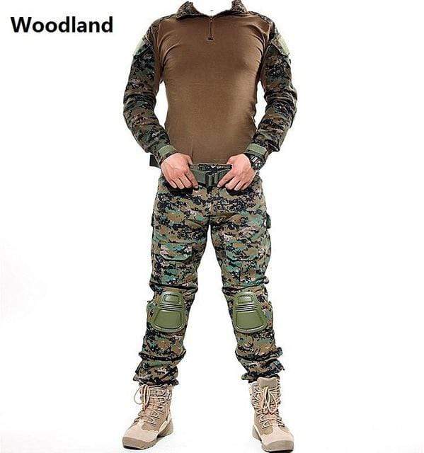 Combat Shirt + Cargo Pants Knee Pads tacticle clothing BushLine Woodland S