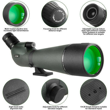 25-75x80 Spotting Monocular With Phone Adapter  & Tripod monocular  
