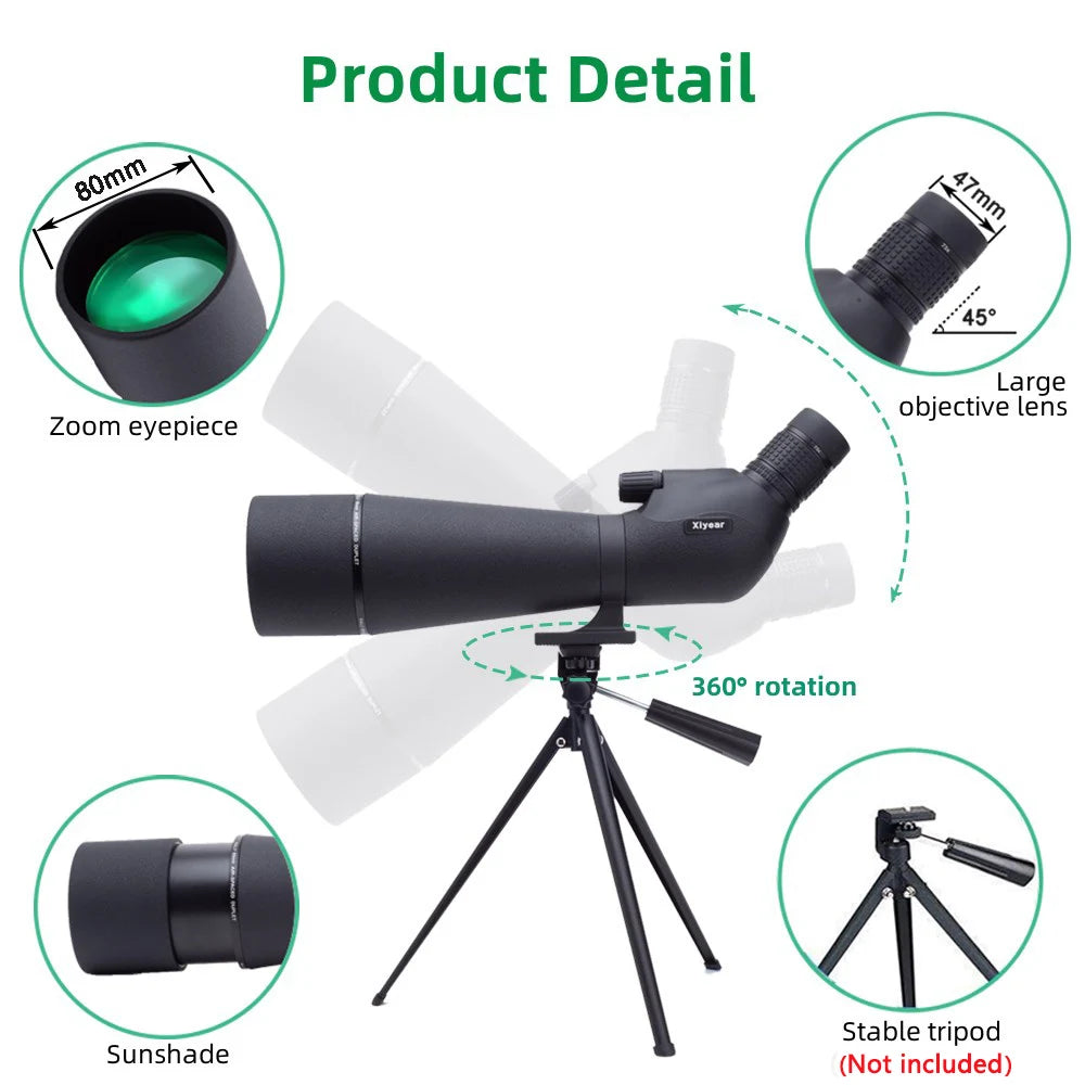 25-75x80 Spotting Monocular With Phone Adapter  & Tripod monocular  