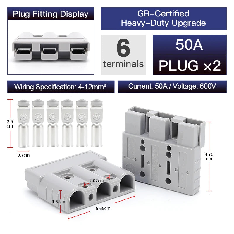 2pcs Anderson Plug 3Pin 50A 75A 175A Quick Connect Kit electrical supplys  