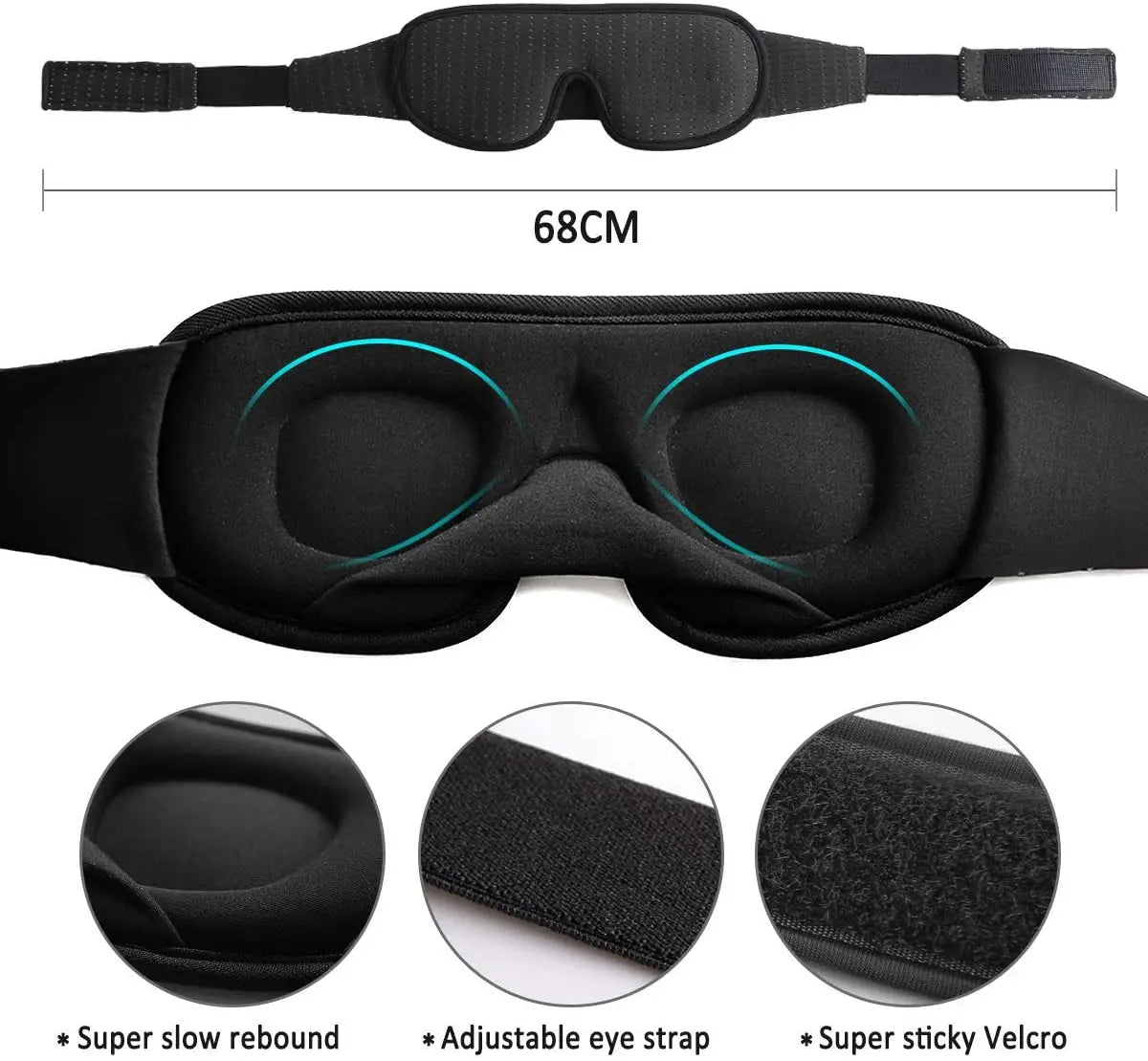 3D Mask for Sleep Light Blockout Soft Padded Camping Equipment  