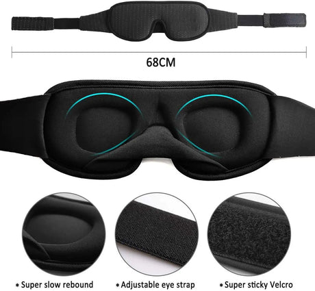 3D Mask for Sleep Light Blockout Soft Padded Camping Equipment  