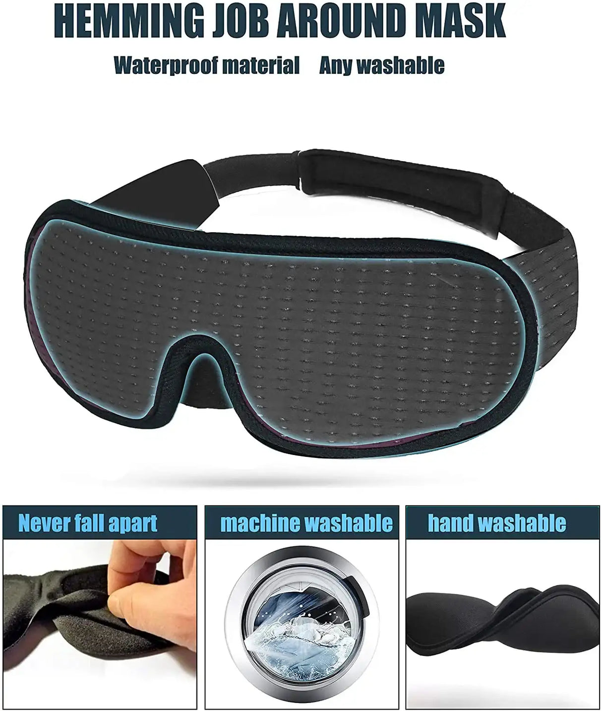 3D Mask for Sleep Light Blockout Soft Padded Camping Equipment  