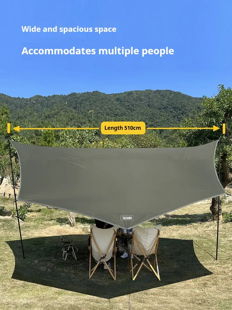 5.1 x 5.1m Tarp Waterproof Awning Shade Tent Shelter Sunshade Camping Equipment  