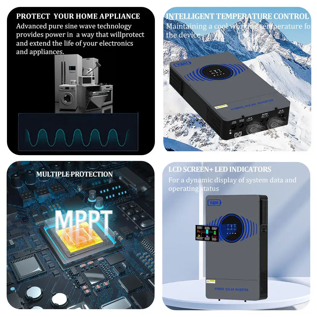 6.2kW Off-Grid Hybrid Solar Inverter MPPT & WiFi Wind & Solar Controllers  