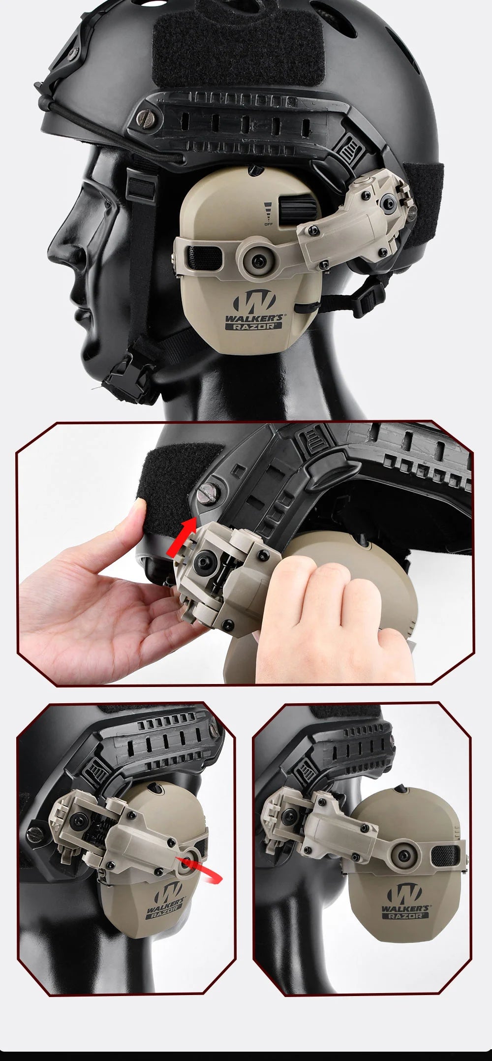 ARC Walker's Razor Headset Helmet Mount Bracket Adapter Helmet & Pack Accessories  
