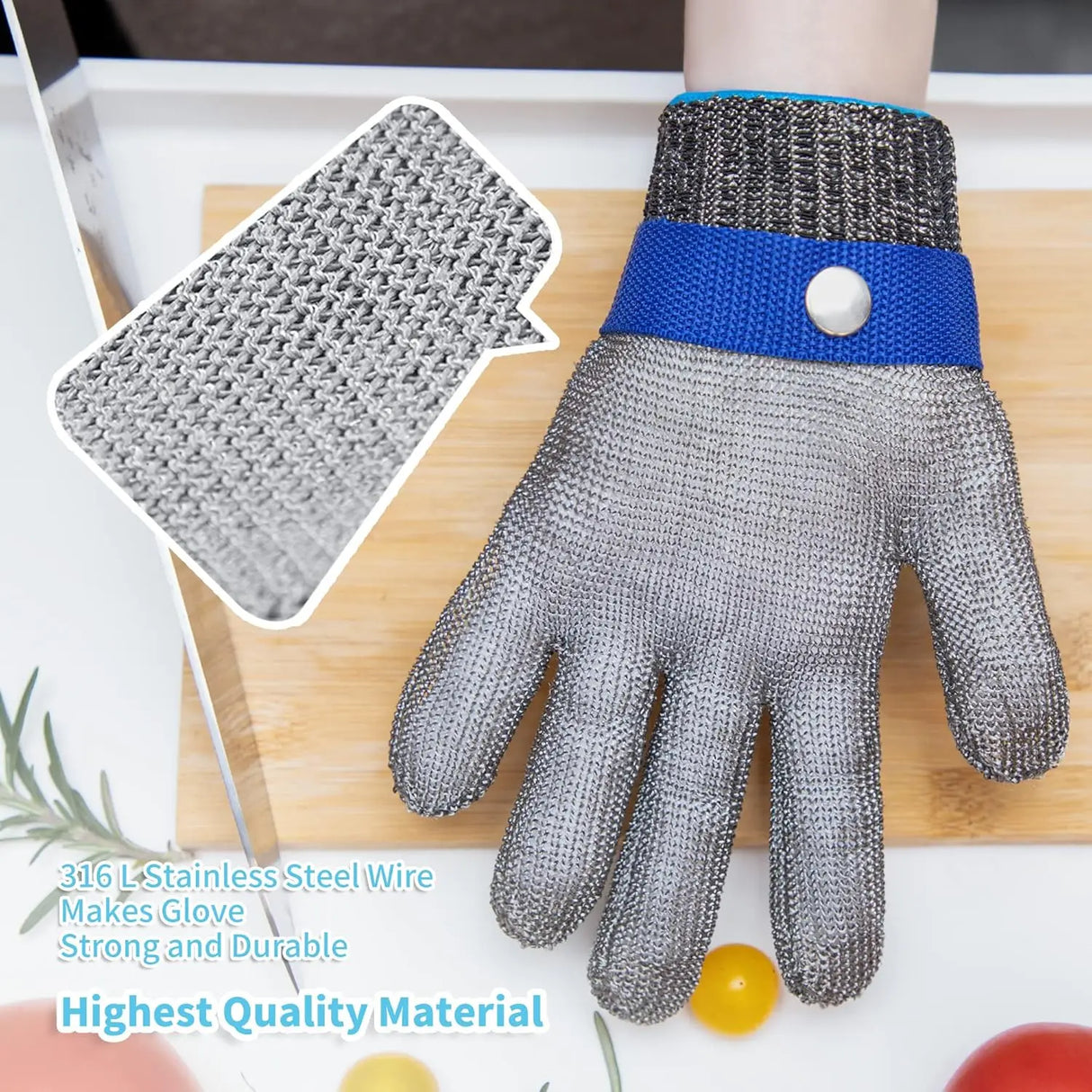 Anti-Cut Gloves Stainless Steel Wire Metal Mesh Hi-Vis & Safety  