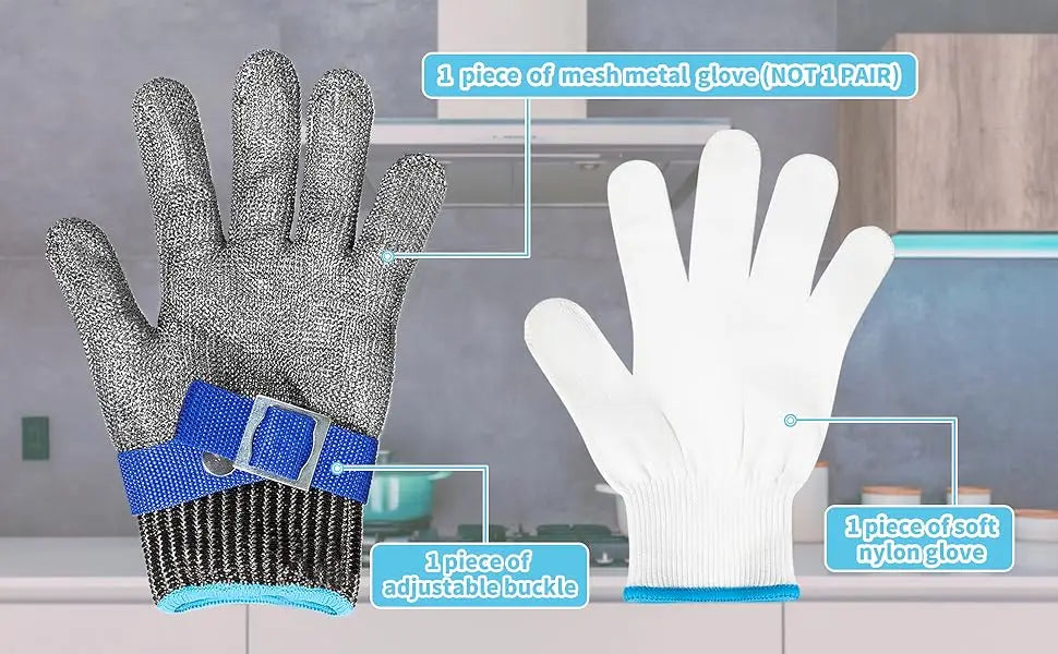 Anti-Cut Gloves Stainless Steel Wire Metal Mesh Hi-Vis & Safety  