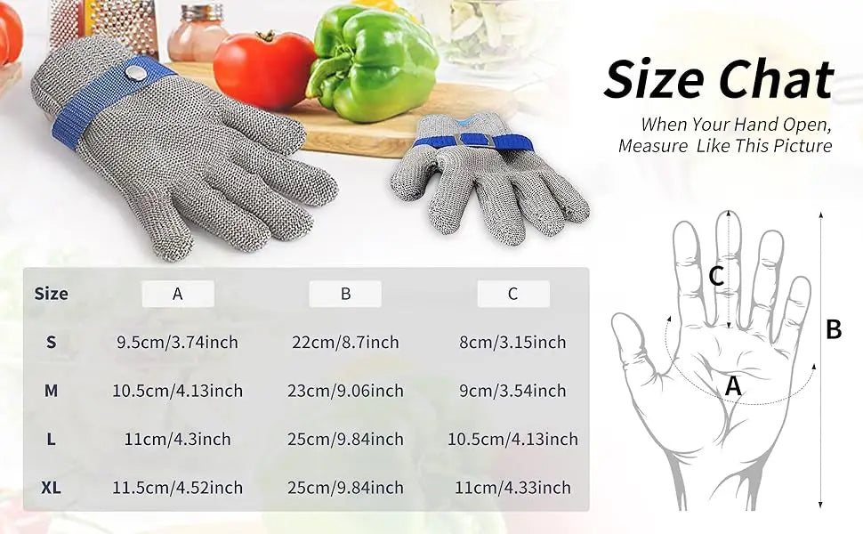 Anti-Cut Gloves Stainless Steel Wire Metal Mesh Hi-Vis & Safety  