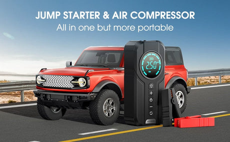 BUVAYE Car Jump Starter Air Pump Portable Air Compressor   