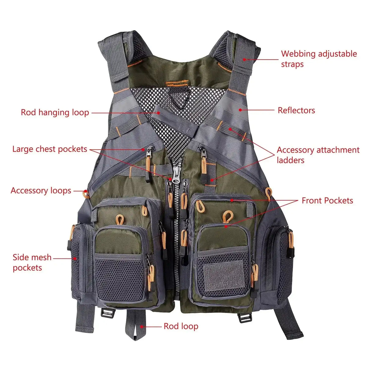 Bassdash Breathable Fishing Tackle Vest Jacket Marine & Fishing  