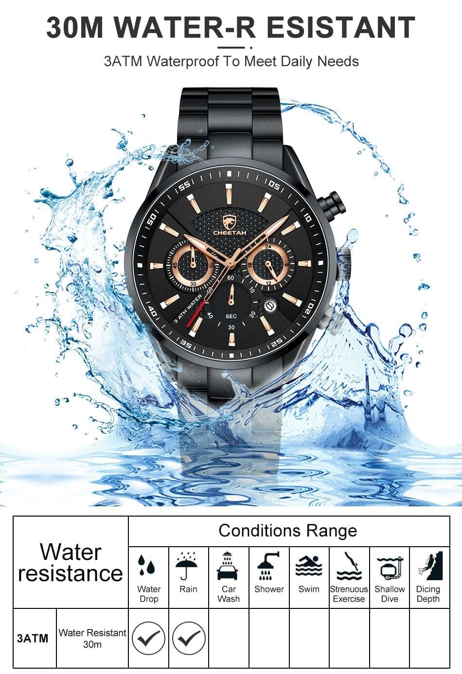CHEETAH 1613G Casual Sport Chronograph Watch Quartz Smart Watches  