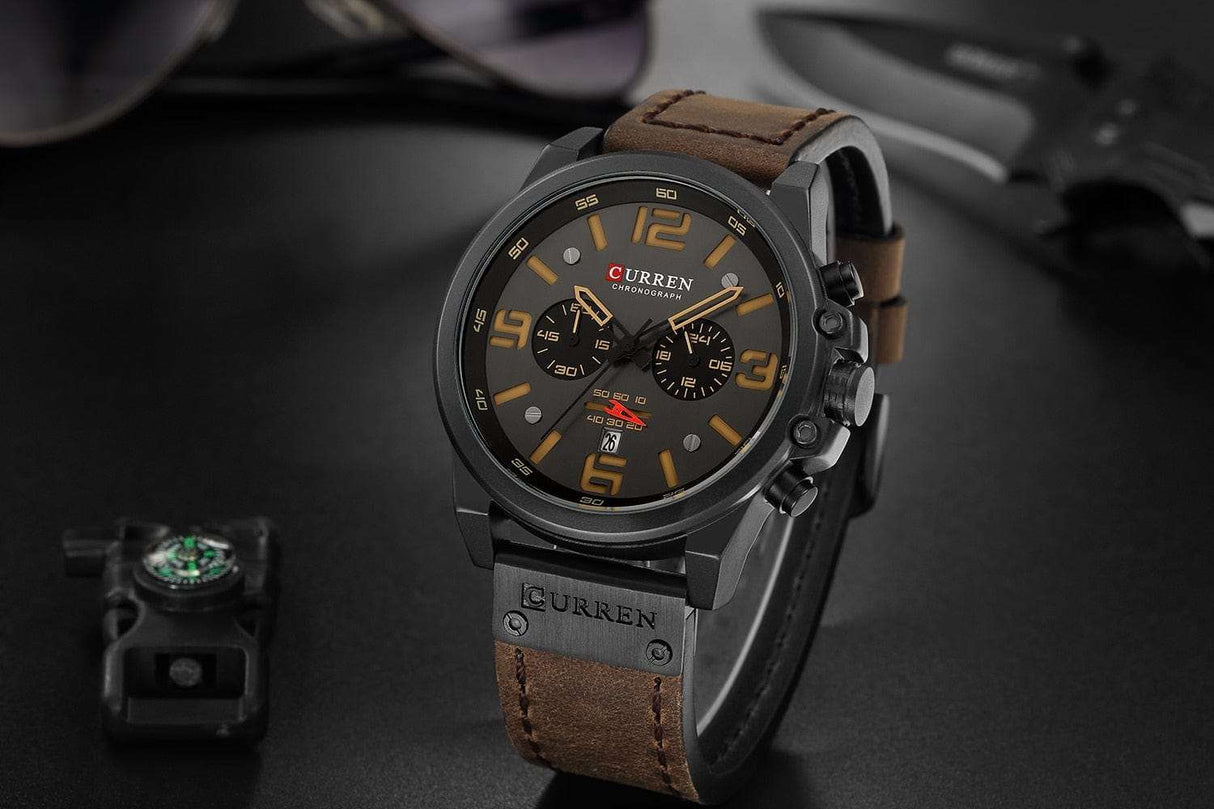 CURREN 8314 Waterproof Sport Watch Genuine Leather Smart Watches  