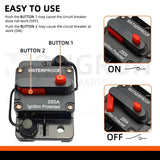 Circuit Breaker Fuse 20A to 300A Manual Reset Waterproof 12V 48V electrical supplys  