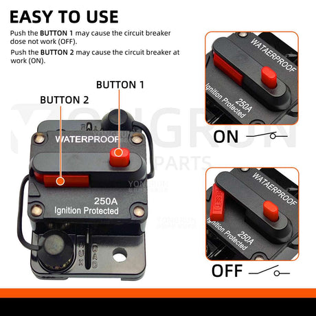 Circuit Breaker Fuse 20A to 300A Manual Reset Waterproof 12V 48V electrical supplys  