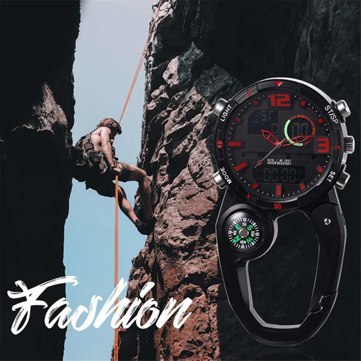 Clip On Carabiner Digital Sports Watches Quartz Optics  