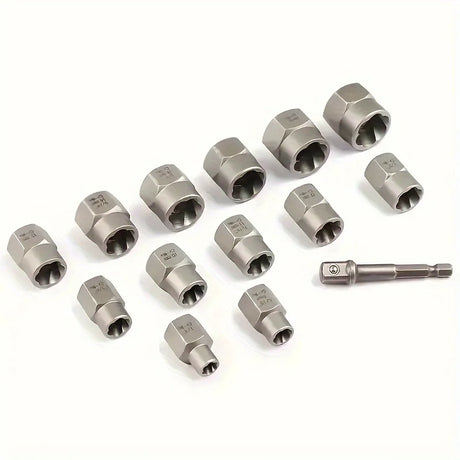 Damaged Nut Bolt Extractor Remover Set 14Pcs Impact Socket Set tools  