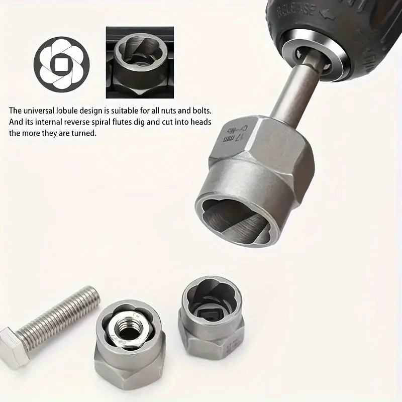 Damaged Nut Bolt Extractor Remover Set 14Pcs Impact Socket Set tools  