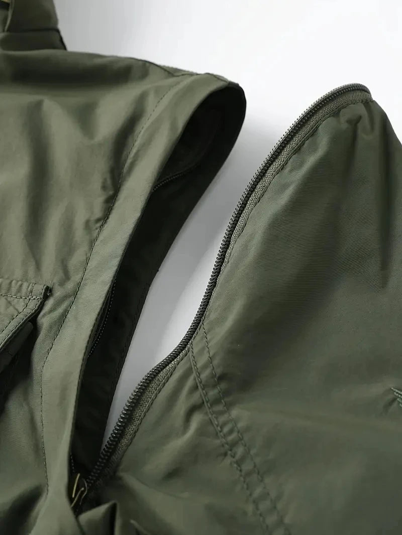 Detachable Sleeves & Hood Windproof Jacket Fleece Lined Workwear Outdoor Clothing  
