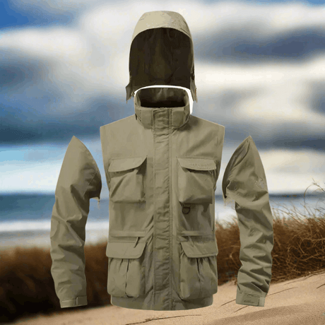 Detachable Sleeves & Hood Windproof Jacket Fleece Lined Workwear Outdoor Clothing  