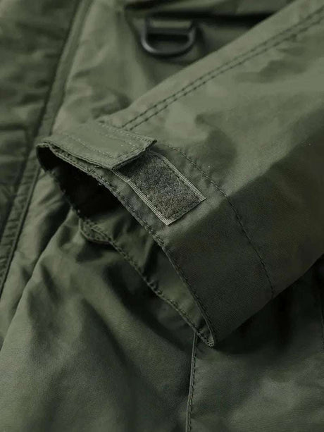 Detachable Sleeves & Hood Windproof Jacket Fleece Lined Workwear Outdoor Clothing  