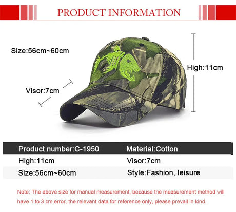 Fish Bone Camo Fishing Caps Cotton Jungle Hat Unisex caps  