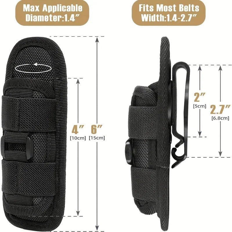 Flashlight Pouch 360 Degree Belt Clip Torch Holder Helmet & Pack Accessories  