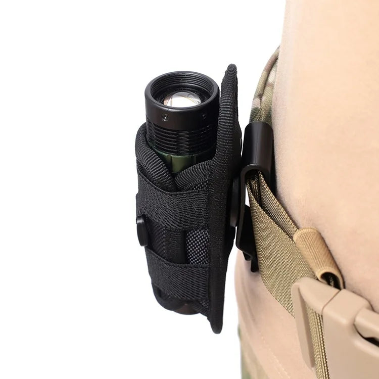 Flashlight Pouch 360 Degree Belt Clip Torch Holder Helmet & Pack Accessories  