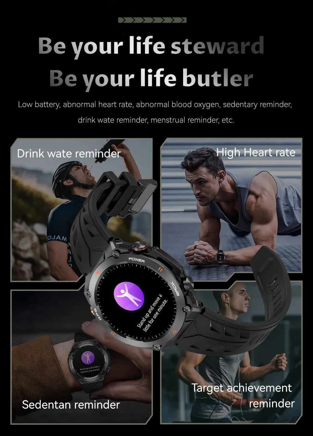 GPS Bluetooth GPS Smart Sports Watch 650mAh Battery Watchs  