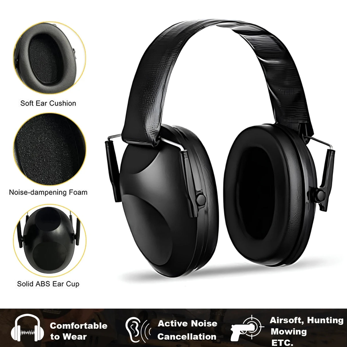 Hearing Protection Pro-Grade Soundproof Ear Muffs Hi-Vis & Safety  