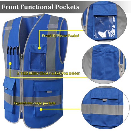 Hi Vis Multi-Pocket Safety Vest FIFO Work security safety  
