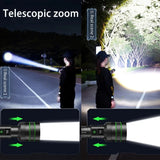 High Power LED Flashlight USB Rechargeable Powerful Tactical Torch Optics  