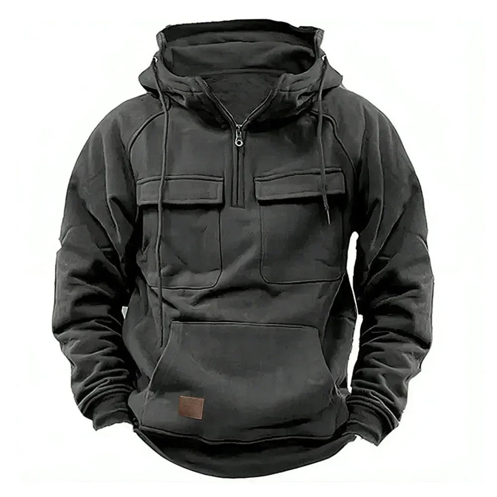 Hoodie Sweatshirt Half Zip with Pockets Solid Color Hoody outdoor equipment  