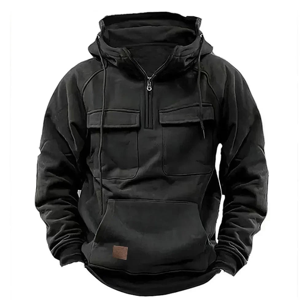 Hoodie Sweatshirt Half Zip with Pockets Solid Color Hoody outdoor equipment  
