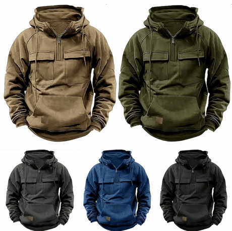 Hoodie Sweatshirt Half Zip with Pockets Solid Color Hoody outdoor equipment  