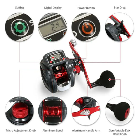 LED Line Counter Fishing Reel Left & Right Hand Marine & Fishing  