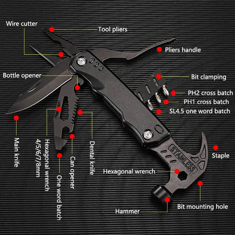 Multitool Pliers  Hammer Adjustable Spanner Stainless Steel Multi-tools  
