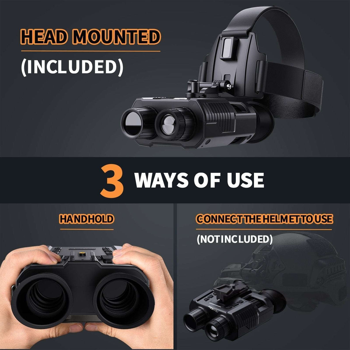 NV8000 Night Vision Google Binoculars Head mountable Infrared Optics  