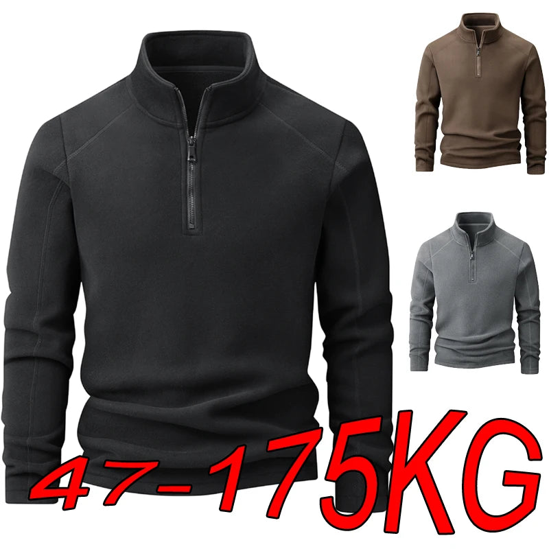 Polar Fleece Stand-up Collar Half-zipper L-9XL Large Size Outdoor Shirts & Tops  