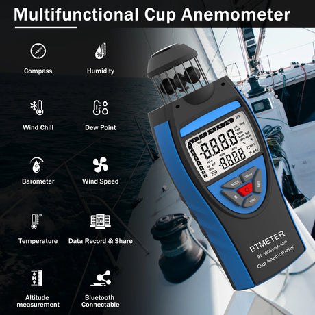 Portable Anemometer Digital Wind Speed Meter - APP Connectivity Wind Power  