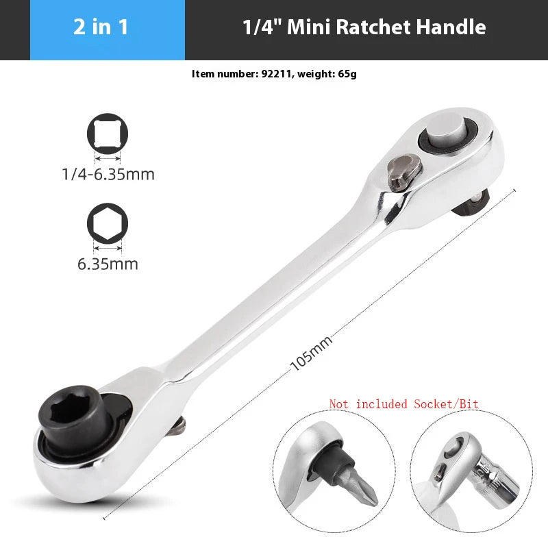 Quick Release Hex Head & Socket 1/4 inch Double Ended Ratchet tools  