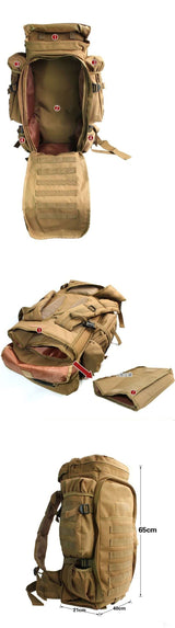Rugged 70L Over Night Rifle Shovel Tool Camping Backpack Rifle Accesories  