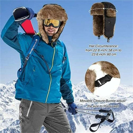 Russian Furr lined winter Bomber Hat Thermal & Wool Beanies  