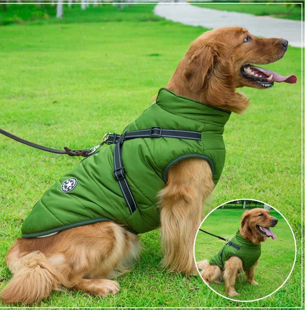 S-5XL Warm Winter Dog Coat Jacket With Harness Dog Stuff  