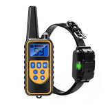 Rechargeable Dog Training & Anti-Bark Collar 800m — black and orange remote with collar