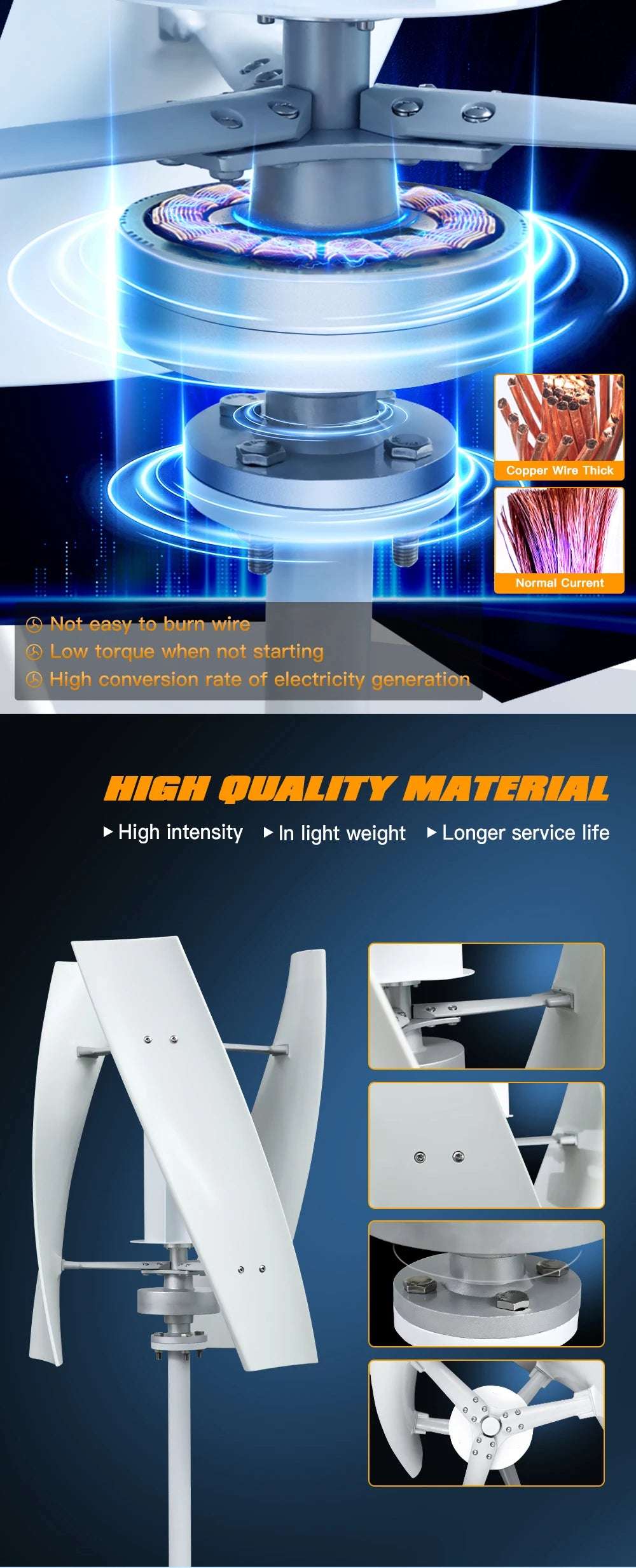 SX2-2000 2Kw Vertical Axis Wind Turbine | Off-Grid Power Wind Power  
