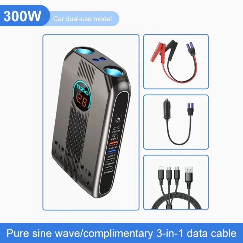 300W Car Power Inverter Adaptor Multifunctional 12/24V
