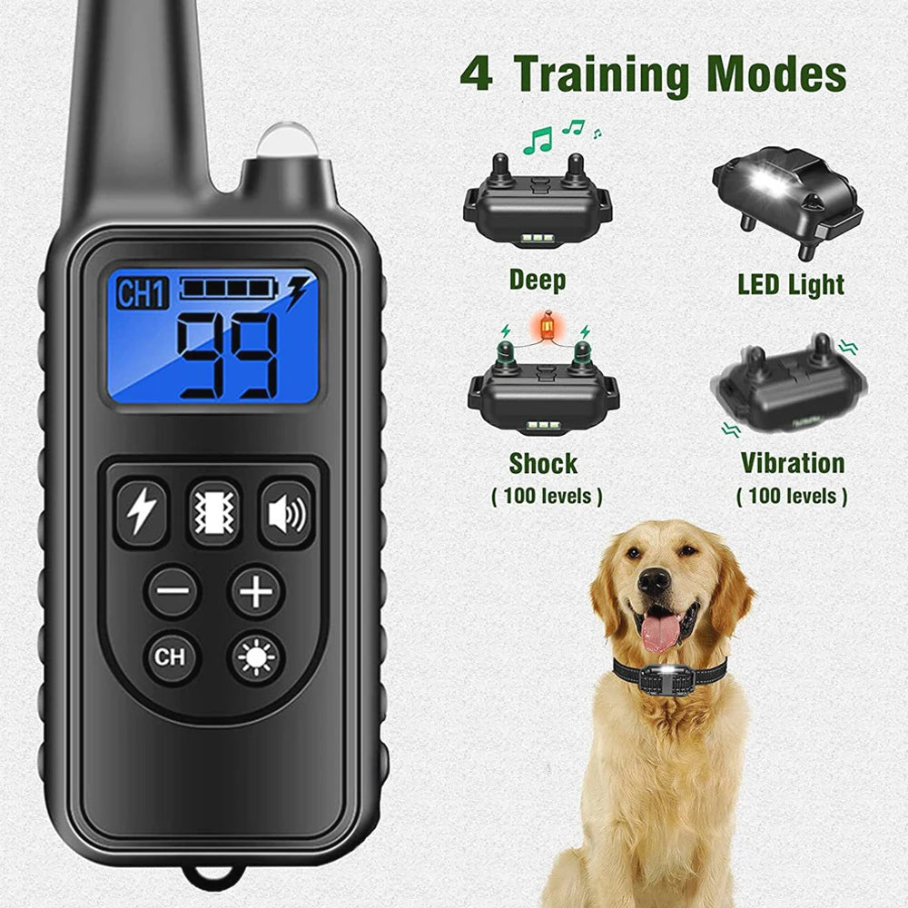 Rechargeable Dog Training & Anti-Bark Collar 800m